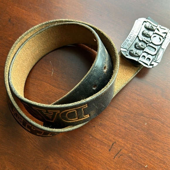 Motor Harley Davidson Cycle leather belt Owl brand sz 36 metal buckle leather - Picture 16 of 17